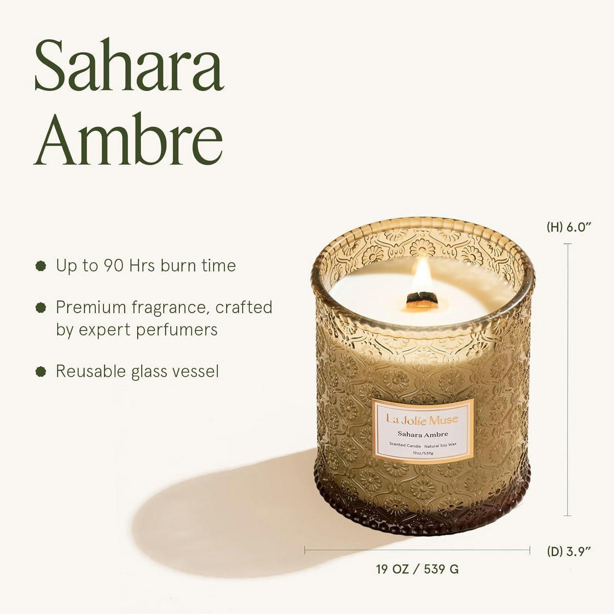 DUFTKERZE im Glas Sahara Ambre 90 Stunden Brenndauer - Bronzefarben, Paraffin (15.2cm)