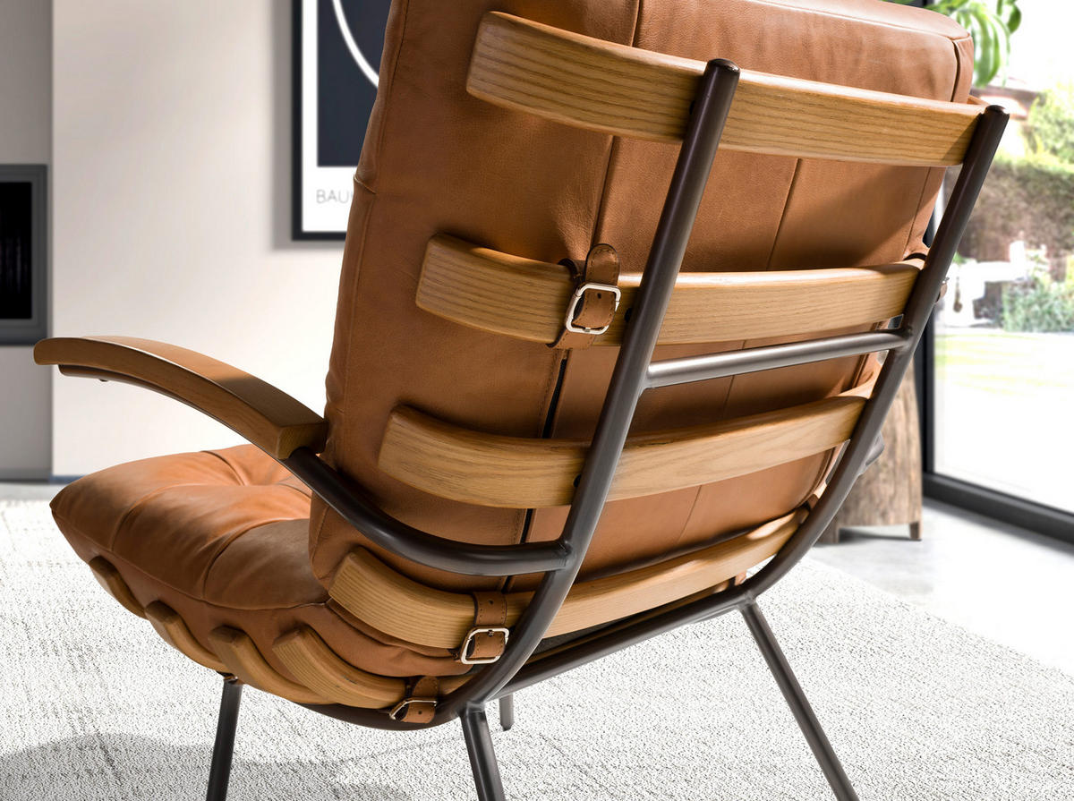 SESSEL Braun Stahl abgedunkelt 70/91/80 - Braun, Leder (70/80/91cm) - ANGEL CERDA
