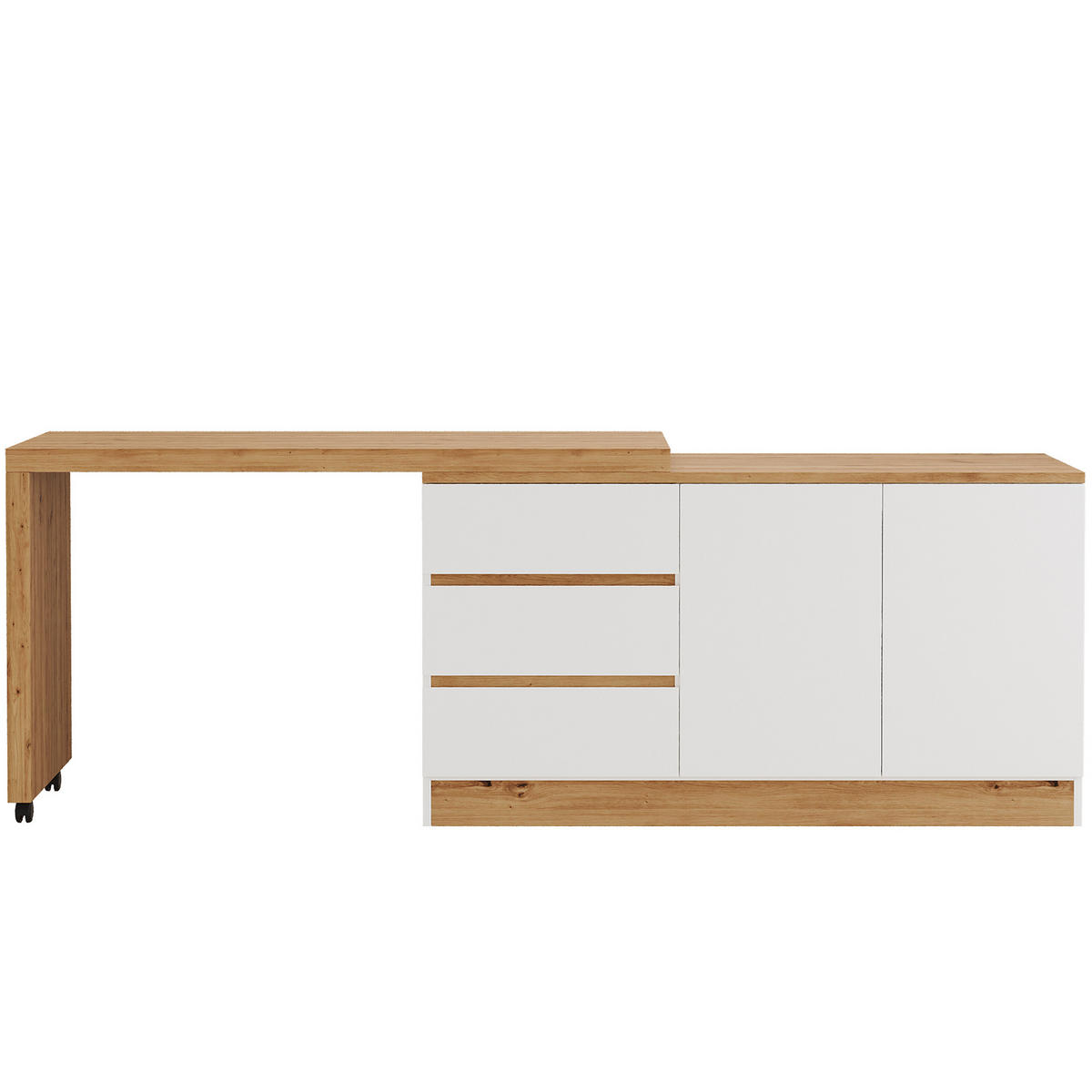 SCHREIBTISCH Klappbar mit Rollen Drehbar Weiß Eiche Modern - Multicolor, Holzwerkstoff (50/120/78cm) - FLIEKS