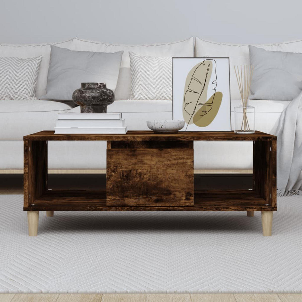 COUCHTISCH Räuchereiche 90x50x36,5 cm Holzwerkstoff - Braun, Holzwerkstoff (50/90/36.5cm) - furnicato