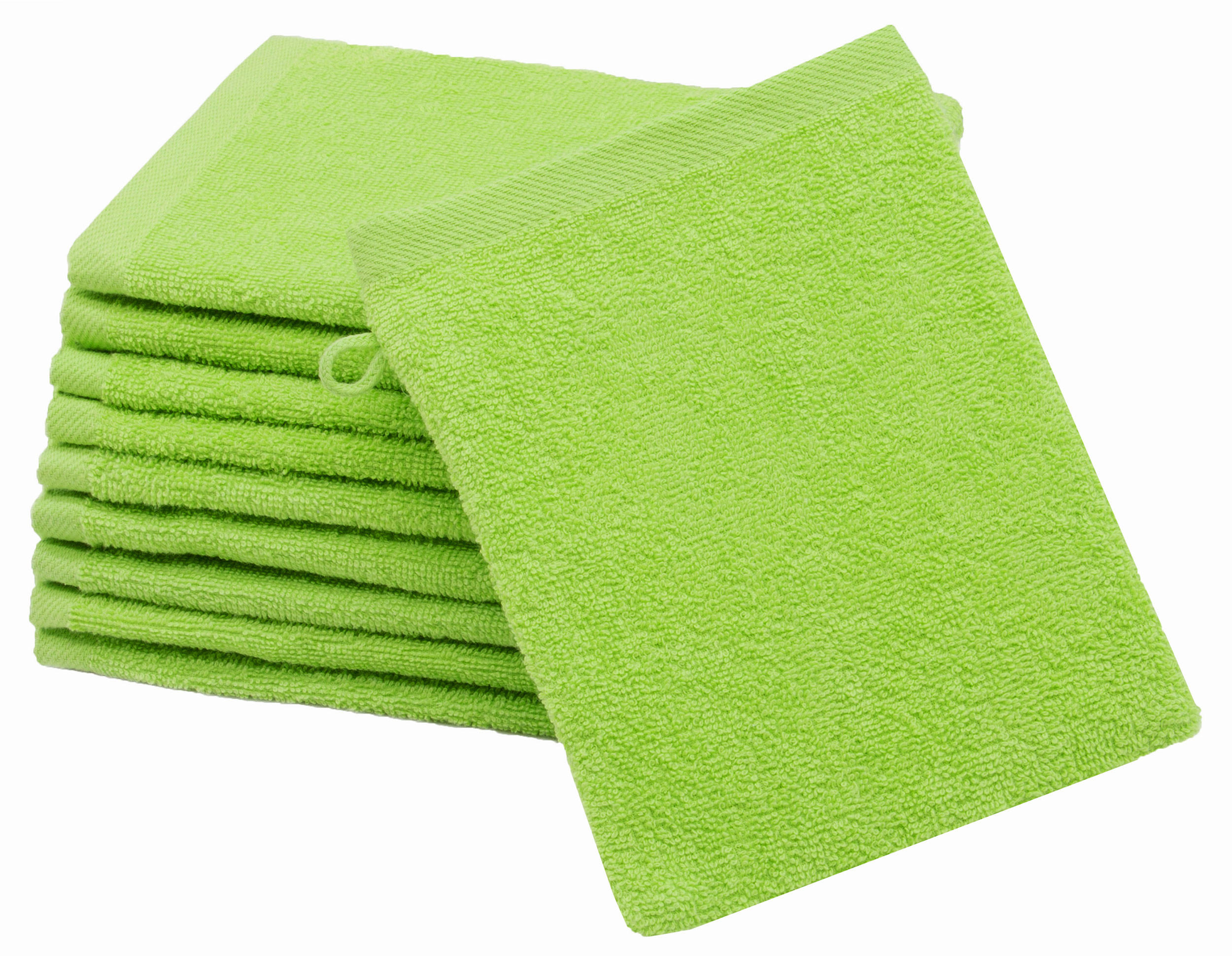 WASCHHANDSCHUH, 10er-Set, 16x21 cm, 100% Baumwolle, Grün - Limette, Textil (16/21cm) - Zollner