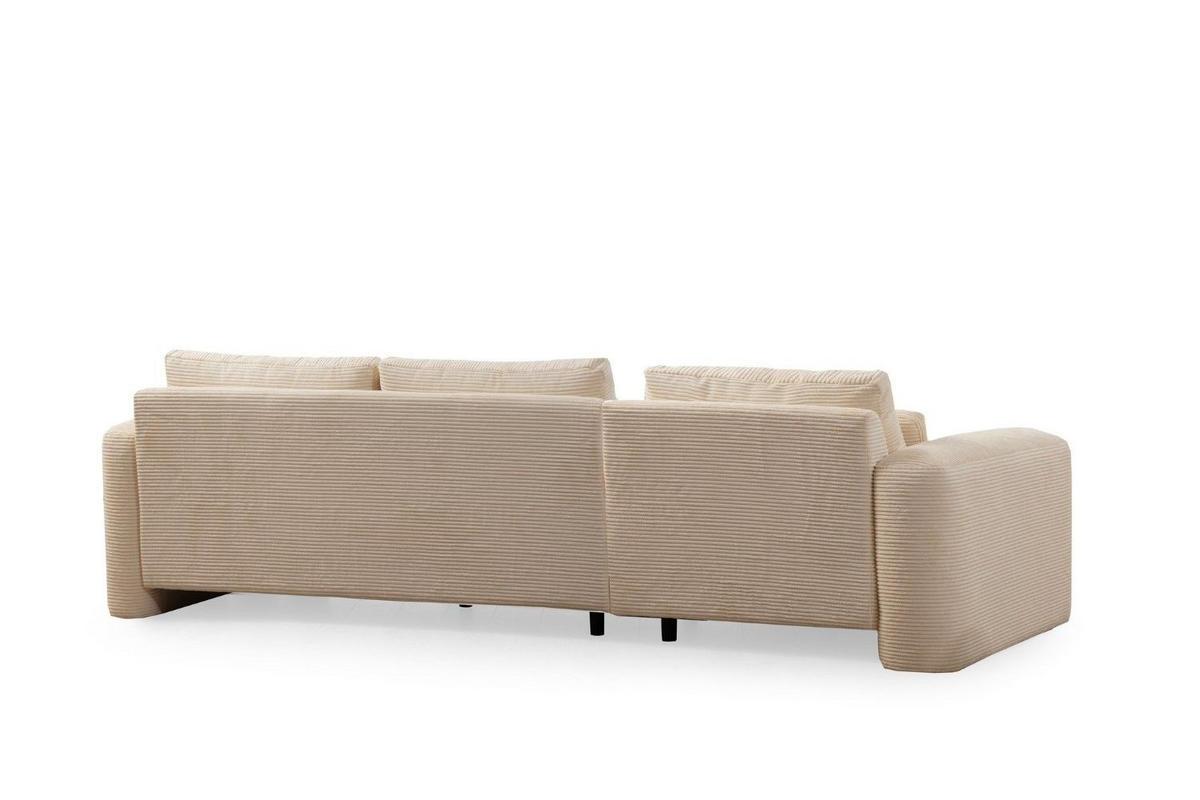 ECKSOFA mit losen Rückenkissen - Beige/Schwarz, Holz/Kunststoff (290/165cm) - myHomelando