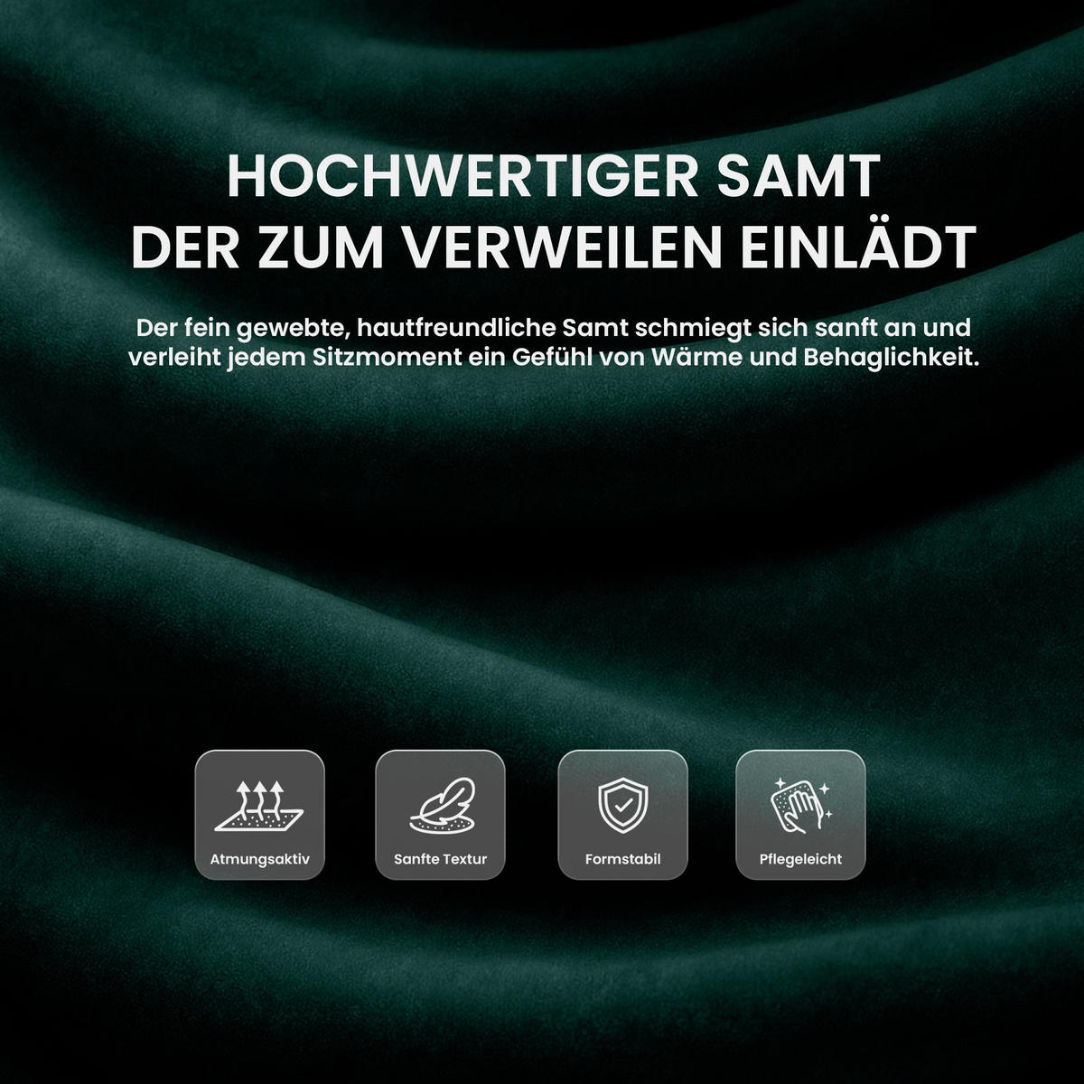 BARHOCKER Samt Grün - Schwarz/Grün, Textil/Metall (44/98/49cm) - CLP