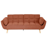 ROZKLÁDACÍ POHOVKA 3-místná Látka Oranžová Asby - pomerančová, textil (218/82/83cm) - Beliani