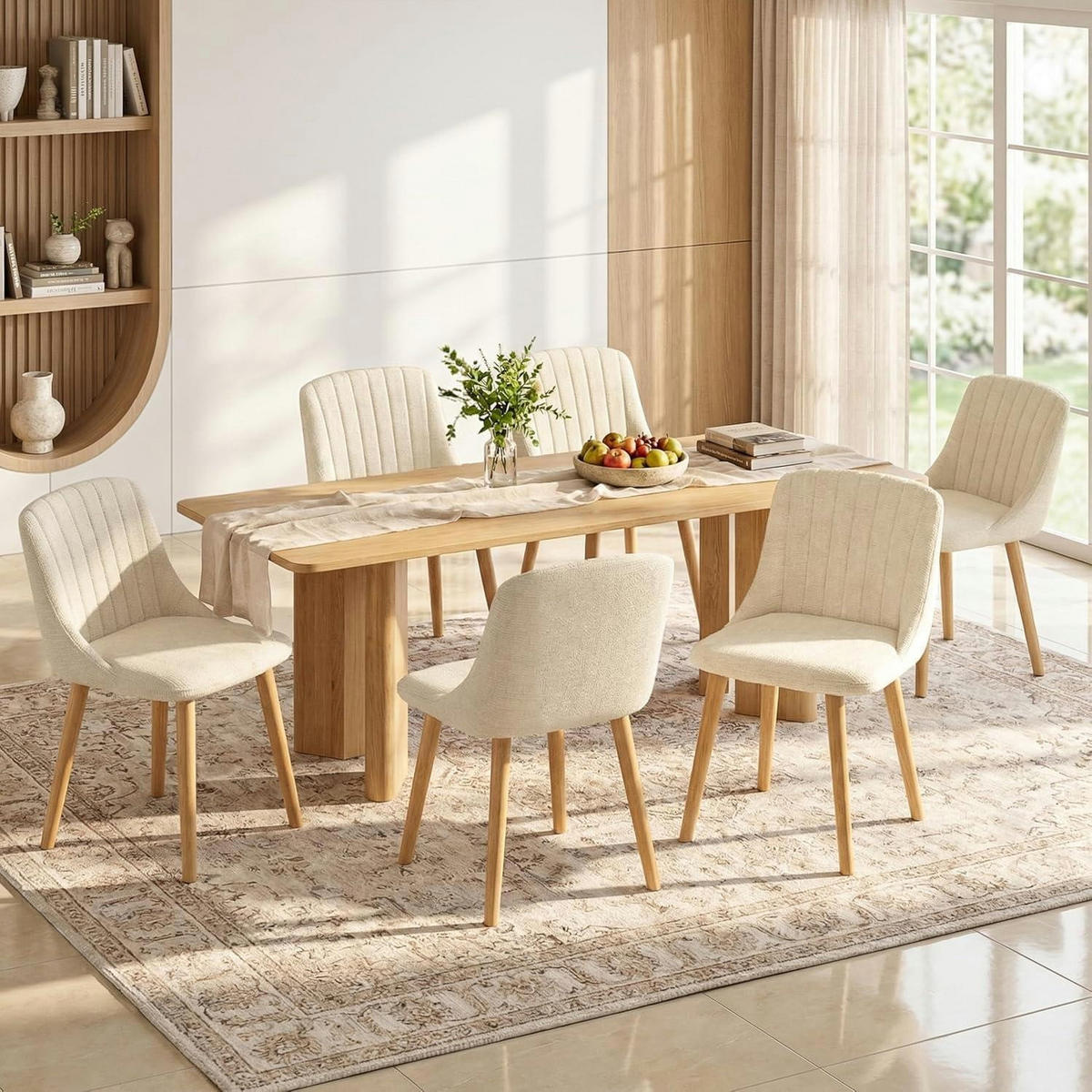 ESSZIMMERSTÜHLE 4er Set Samt Weiß Holzbeine - Weiß, Textil (48.5/81/43.5cm)