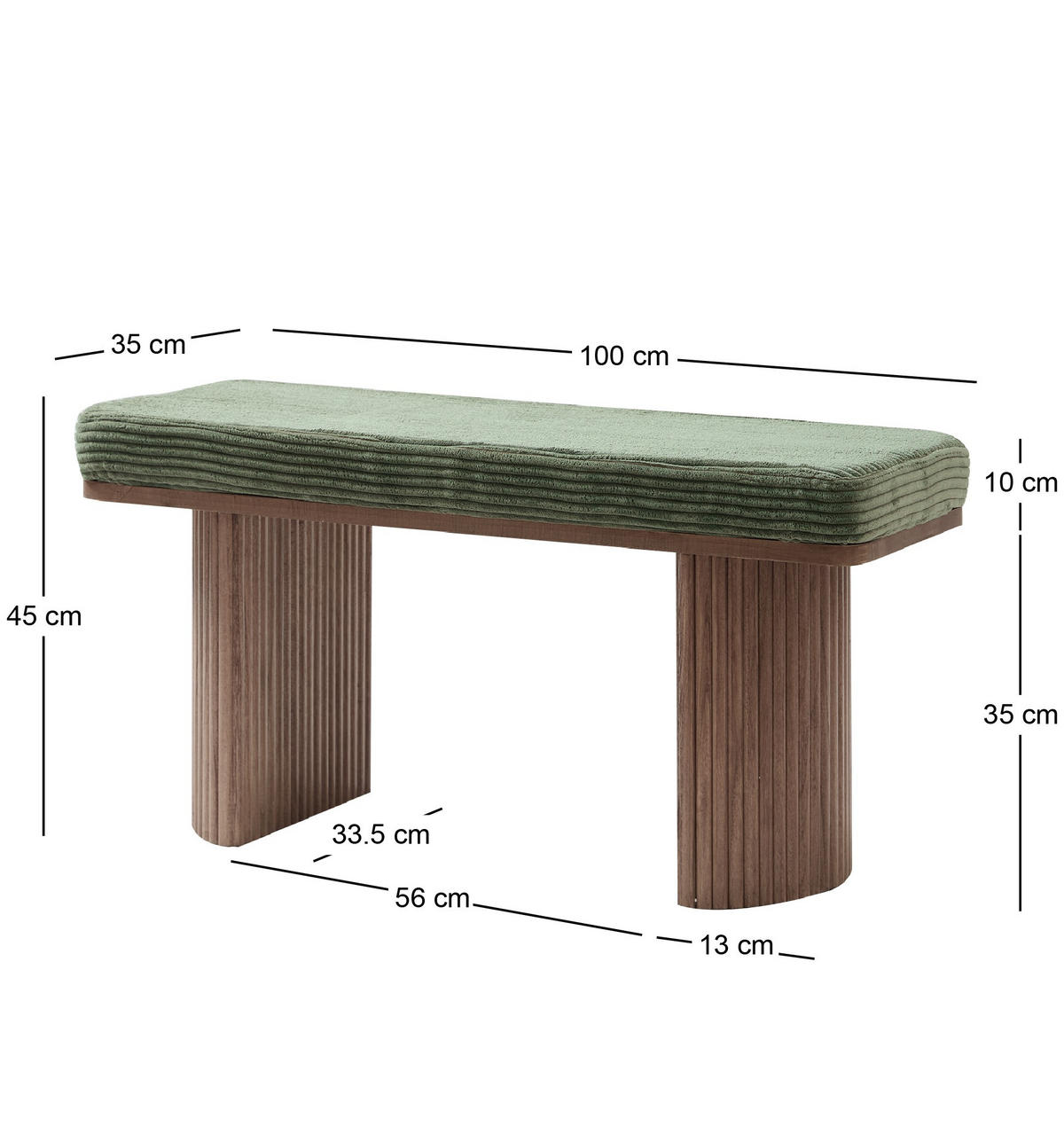 SITZBANK Holz Grün - Grün, Holz (100/45/35cm) - Nordlys