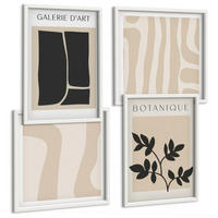 BILDER SET 4er Set - 50x50 cm & 40x60 cm Weißer Rahmen - Abstrakte Pflanzenmotive - Weiß, Kunststoff (50/50cm) - TULUP
