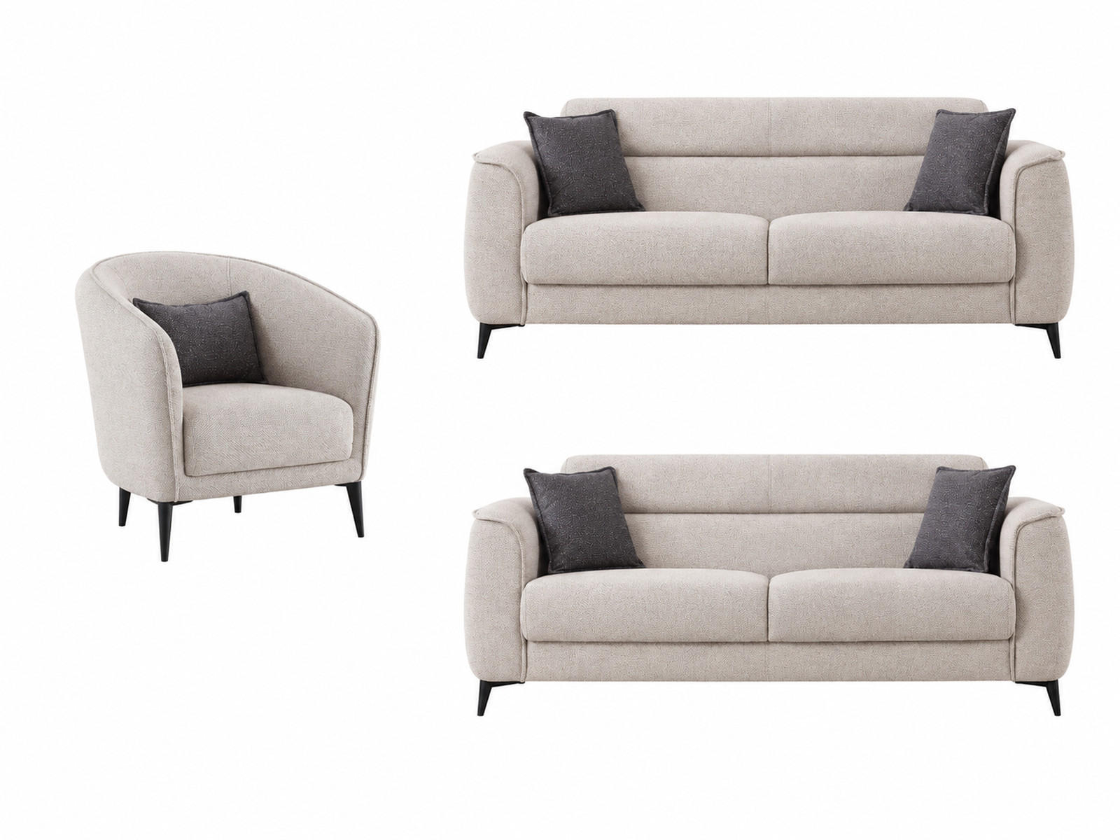 SITZGARNITUR Acapulco, Beige Stellvariante 2+2+1 - Beige, Holzwerkstoff/Kunststoff (174/87/98cm)
