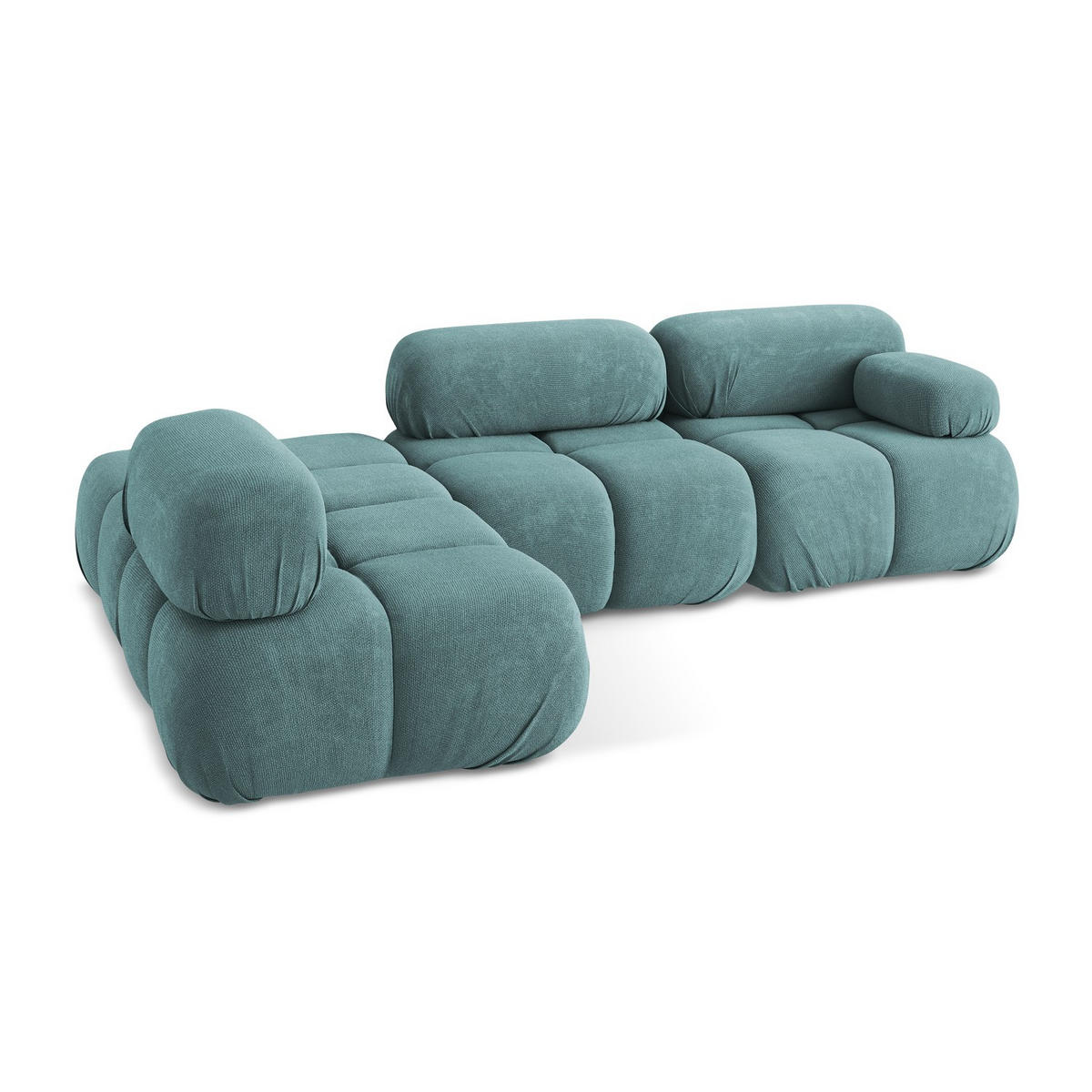 ECKSOFA Links Chenille Stoff Blau - Blau/Beige, Kunststoff/Textil (190/285cm) - LaMiaSofa