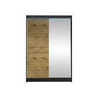 SCHWEBETÜRENSCHRANK Lino I mit RGB LED Beleuchtung - Schwarz/Eiche Artisan, Holzwerkstoff/Metall (120/200/58cm) - MIRJAN24