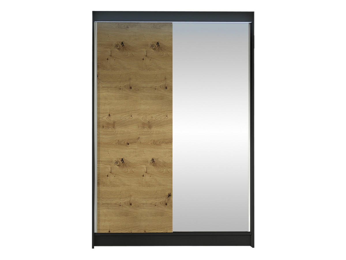 SCHWEBETÜRENSCHRANK Lino I mit RGB LED Beleuchtung - Schwarz/Eiche Artisan, Holzwerkstoff/Metall (120/200/58cm) - MIRJAN24