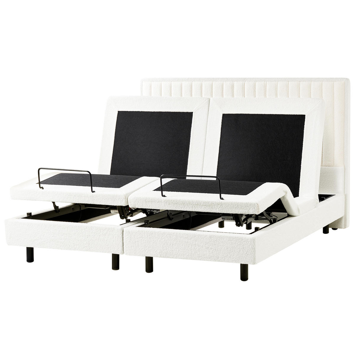 BETT 180/200 cm Cremeweiß Duke II - Schwarz/Weiß, Textil (180/200cm) - Beliani