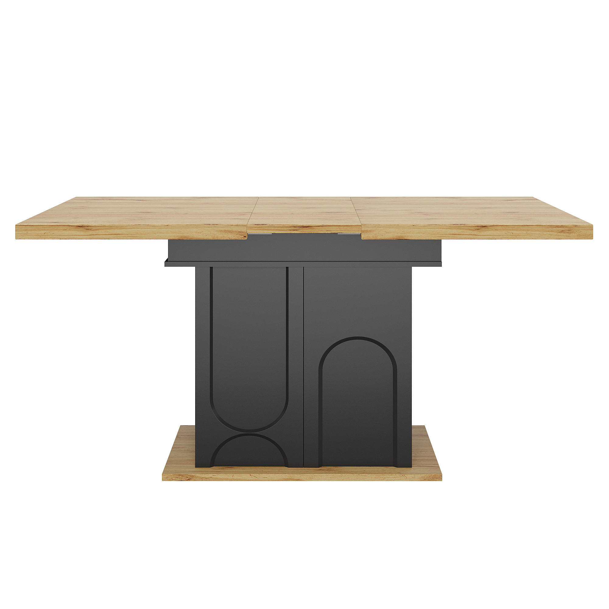 ESSTISCH ausziehbar 110-140/80/76 cm mit Stauraum DE-39602 Holzoptik - Schwarz, Holzwerkstoff (80/110/76cm) - ComfortXL