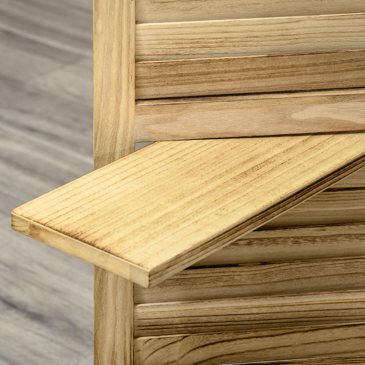 PARAVENT DE-14245 4-teilig, 3 Regalböden, klappbar Natur - Naturfarben, Holzwerkstoff (162/170/1.8cm) - ComfortXL