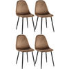 STUHL 4er Set Samt Braun - Schwarz/Braun, Textil/Metall (44/88/51cm) - CLP