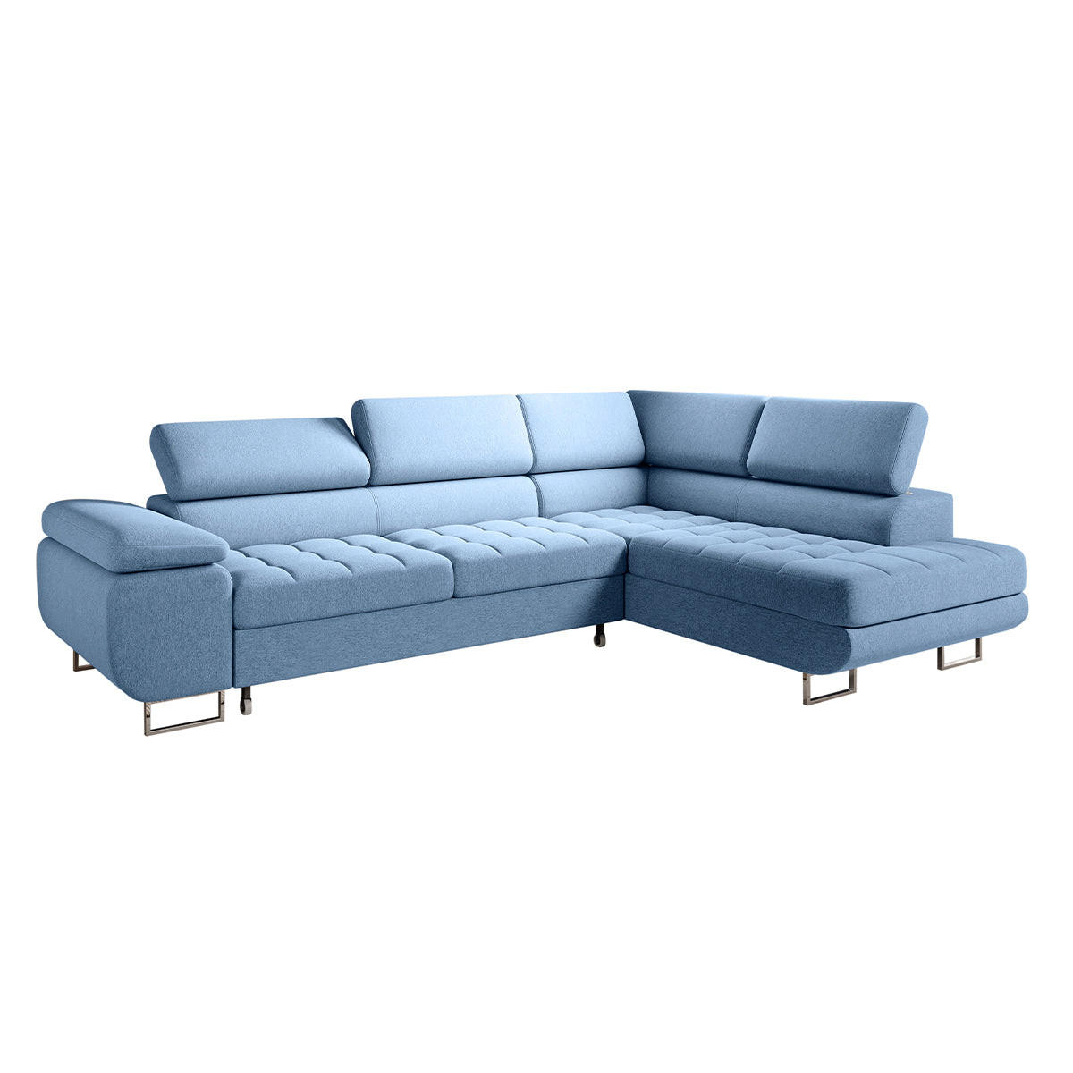 ECKSOFA Eden 4 Sitzplätze Blau - Blau, Holzwerkstoff (271/201cm) - Petits-meubles
