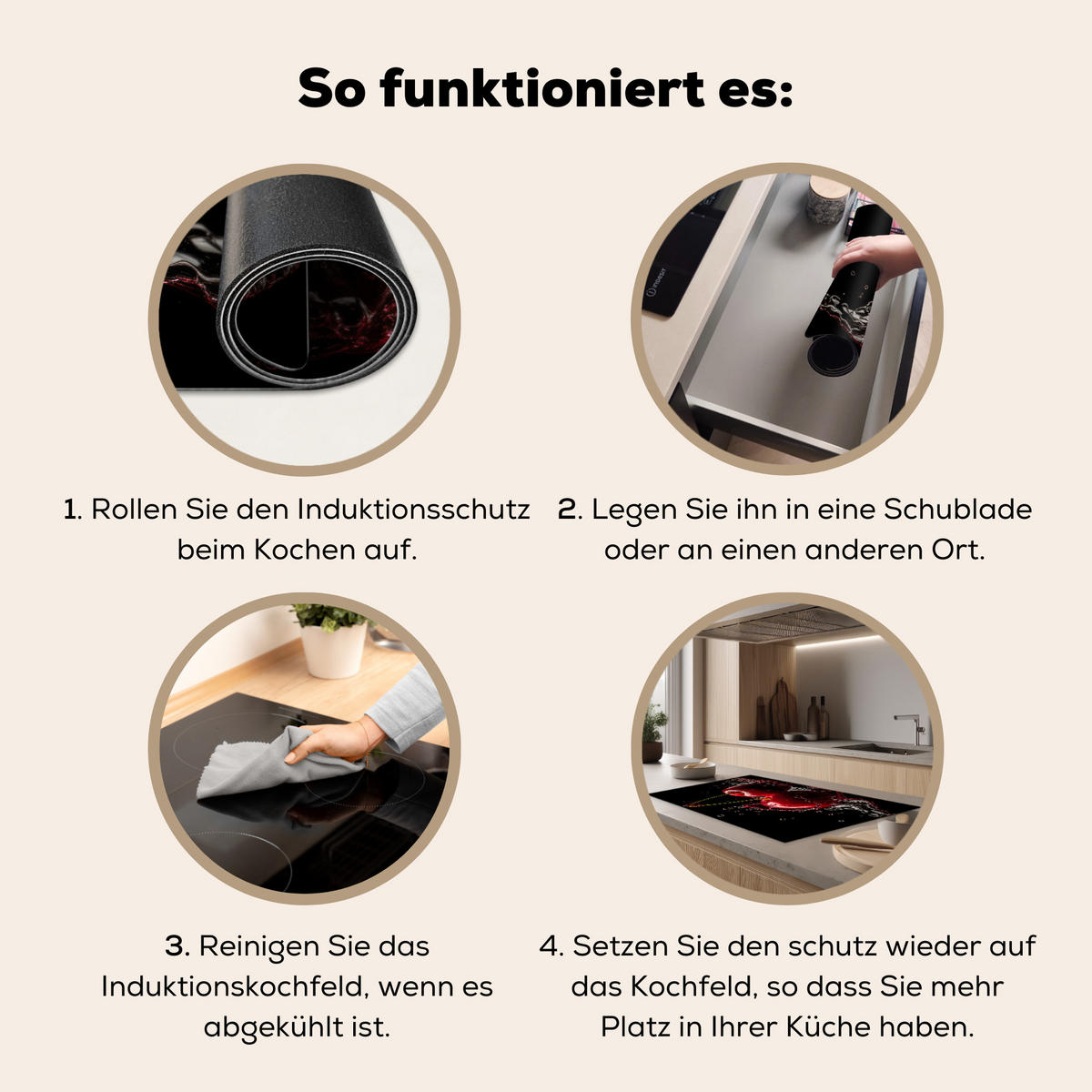 HERDABDECKPLATTE Kirsche - Rot - Frucht - Wasser - Schwarz 89x51 cm - Kirschrot, Kunststoff (89.6/51.6/0.2cm) - MuchoWow