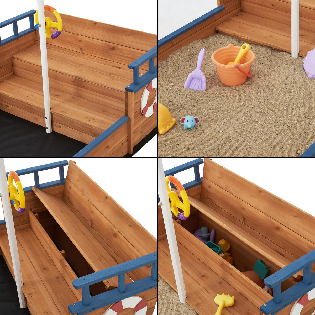 SANDKASTEN Mestia - Naturfarben, Holz (94/193/136cm) - [en.casa]