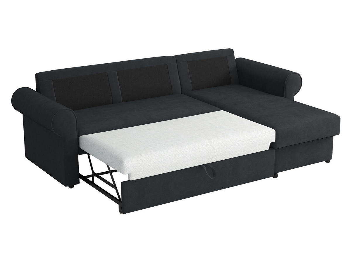 ECKSOFA Monaco Cord - Hellgrau/Schwarz, Holz/Textil (246/155cm) - MIRJAN24