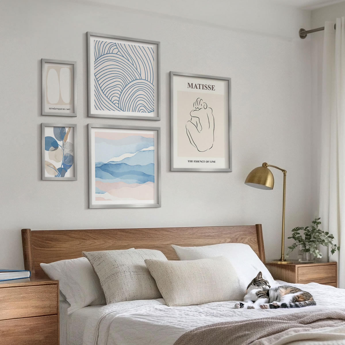 BILDER SET 5er Set - 50x50 cm & 20x30 cm & 40x60 cm Silberner Rahmen - Matisses abstrakte Formen - Silberfarben, Kunststoff (40/60cm) - TULUP