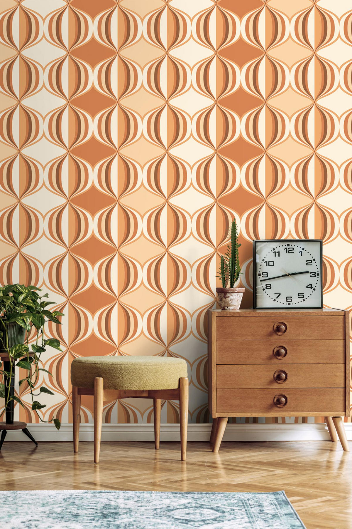 TAPETE grafisches Muster 50 x 900 cm - Orange, Papier (50/900cm) - ESTAhome