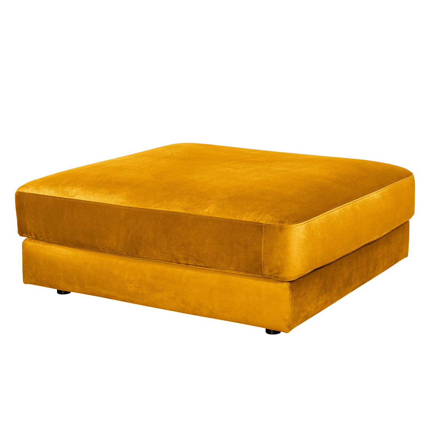 POLSTERHOCKER - Samt - Gelb/Schwarz, Textil/Metall (112/42/112cm) - home24