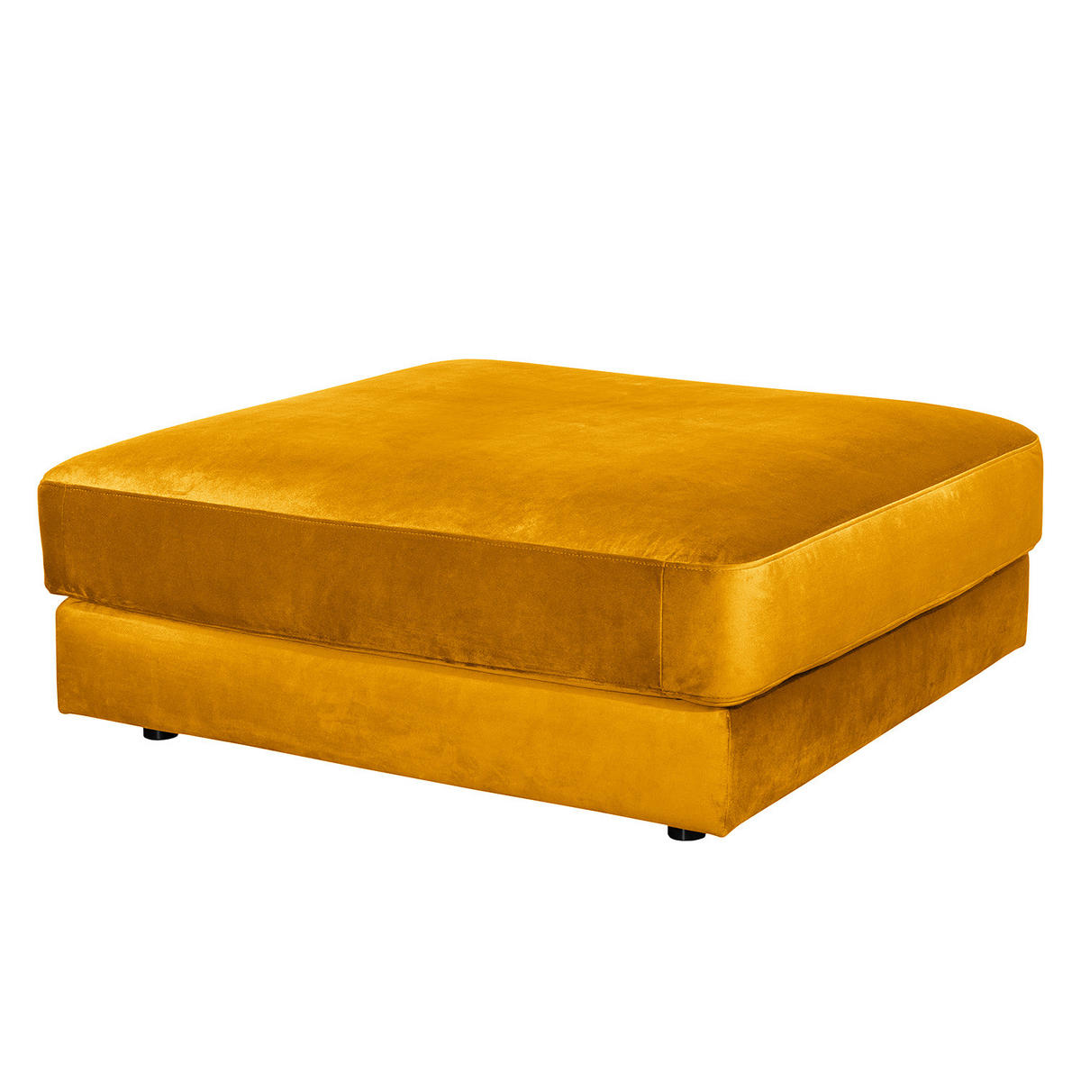 POLSTERHOCKER - Samt - Gelb/Schwarz, Textil/Metall (112/42/112cm) - home24