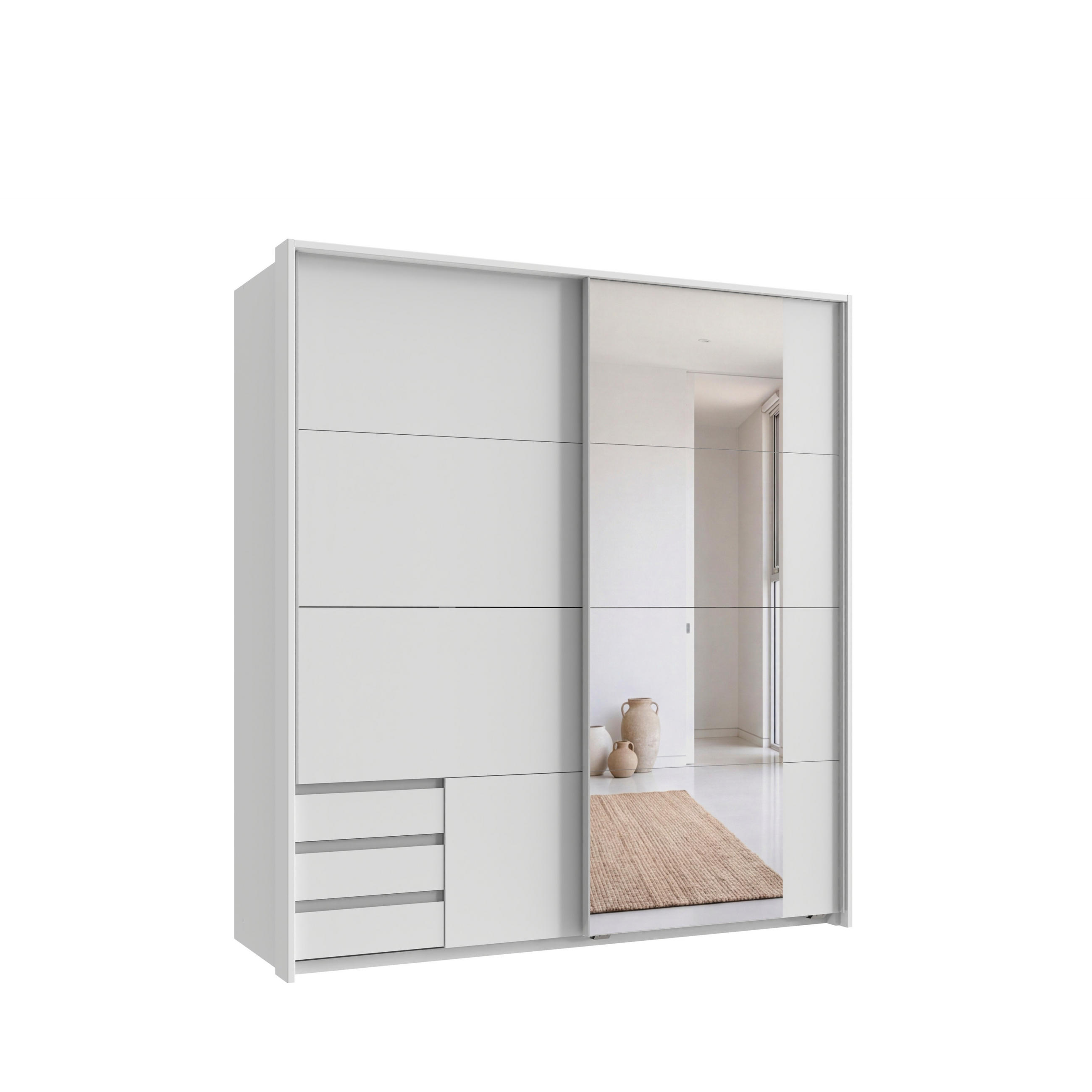 luma-home Schwebetürenschrank Weiß 183x200x65 cm