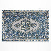 TEPPICH 140x210 cm Nepal Stickerei Pflanzendekor - Hellblau, Kunststoff (140/210cm) - Wallfluent