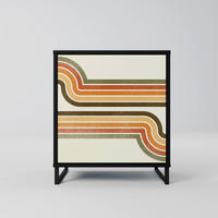 SIDEBOARD EXCEPTIONAL STREAM, Schwarz, 57,5x42x67,5 cm, Schwarze Metall-Rahmenfüße - Multicolor/Schwarz, Holzwerkstoff/Metall (57.5/67.5/42cm) - SpaceRebels