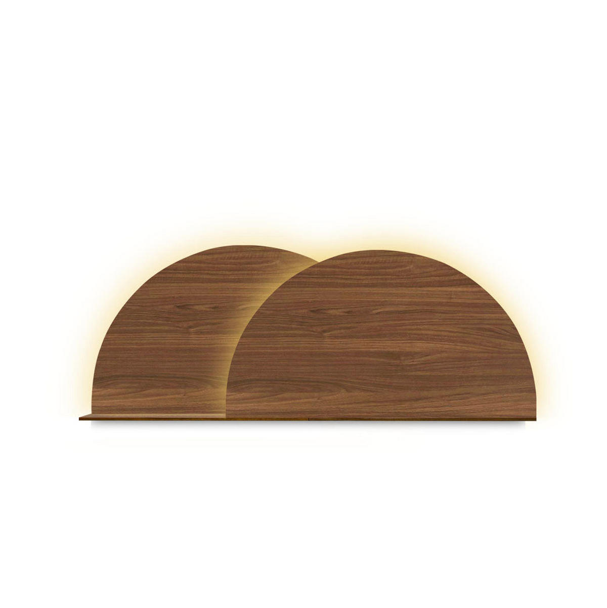 KOPFTEIL Alba mit Licht 150cm - Walnussfarben/Schwarz, Holz/Textil (150/60/14cm) - Woodendot