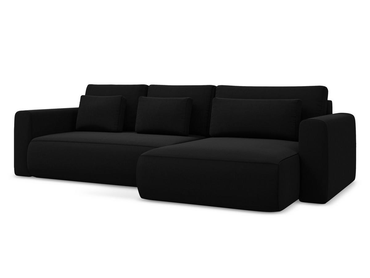 ECKSOFA mit Schlaffunktion Samt Stoff Schwarz - Schwarz, Kunststoff/Textil (278/149cm) - Makamii