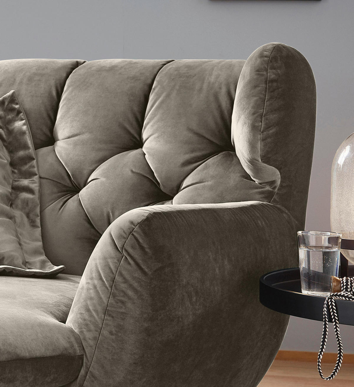 LONGSEAT CHAMRE Silber Webstoff - Silberfarben/Schwarz, Textil (130/95/160cm) - KAWOLA