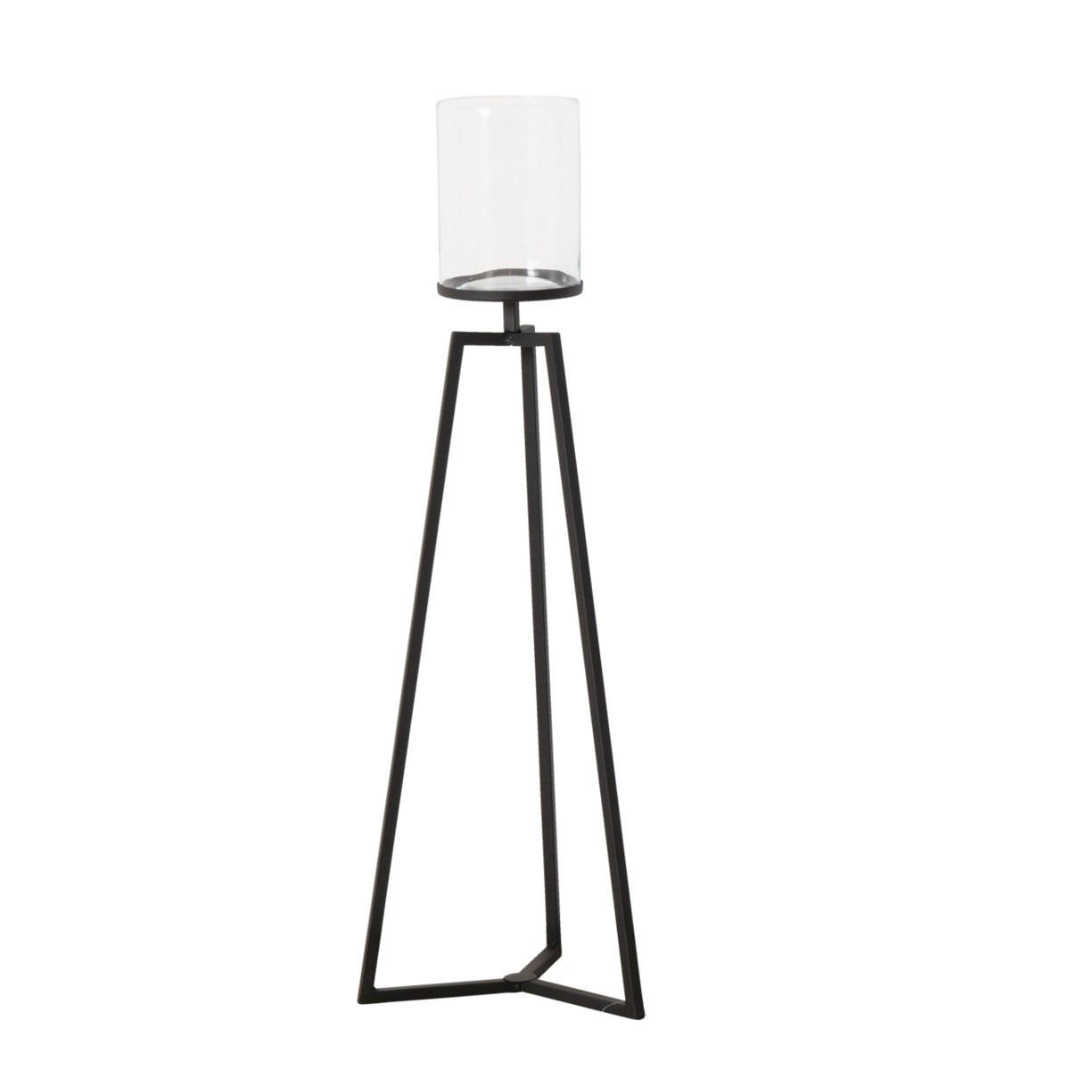 KERZENHALTER aus Glas auf Metallgestell Cosa - Schwarz, Metall (28/95/30cm) - Boltze Home
