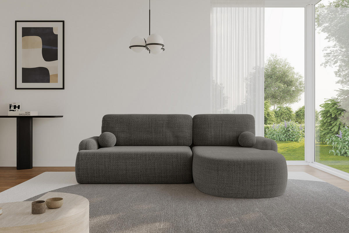 ECKSOFA mit Schlaffunktion und Bettkasten LIRA-L - 264x172x89 Grau - Grau, Holzwerkstoff/Textil (172/264cm) - ALTDECOR