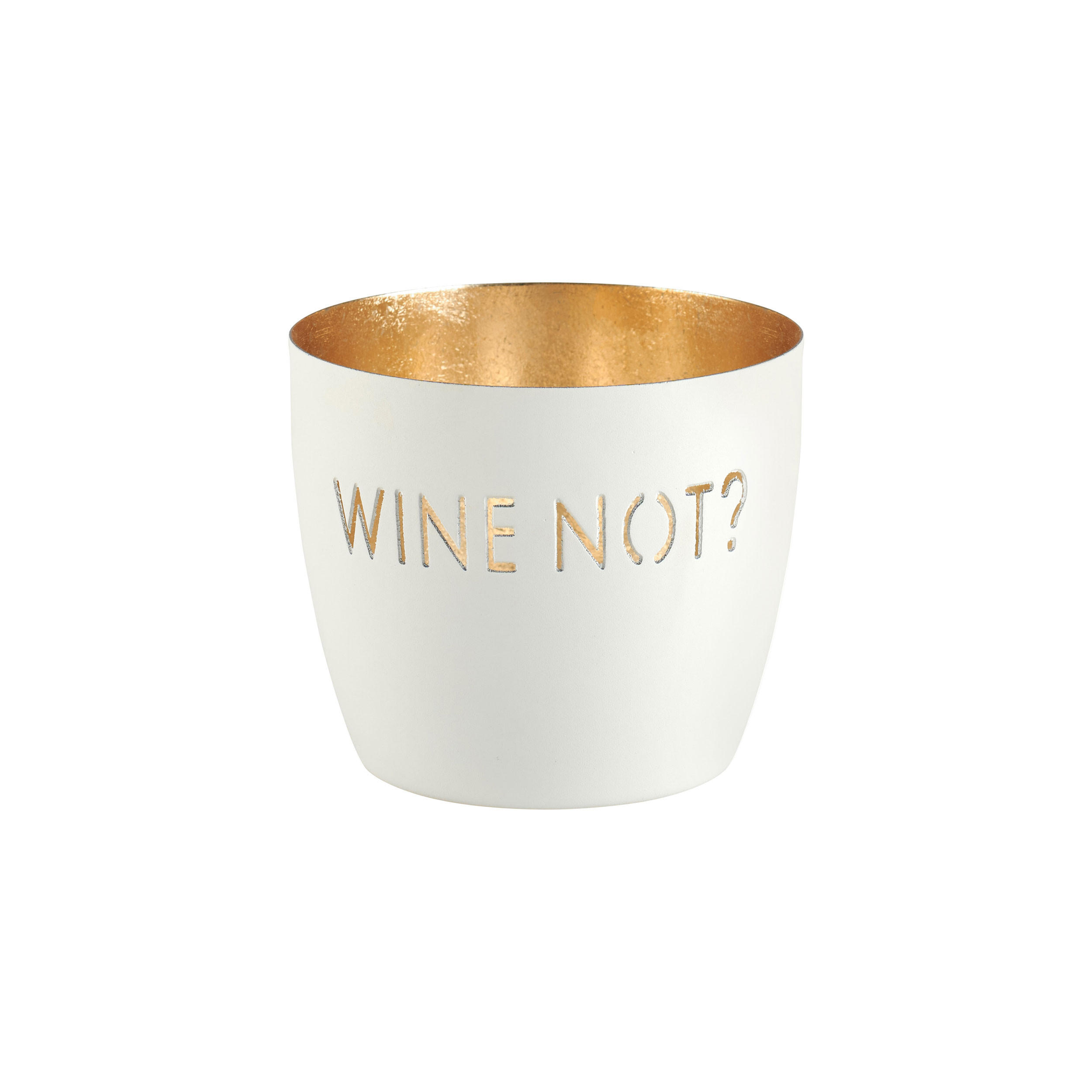 TEELICHTHALTER Madras Wine not? M, Eisen, weiß / Gold, H 8.5 cm - Weiß, Metall (9cm) - Gift Company