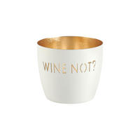 TEELICHTHALTER Madras Wine not? M, Eisen, weiß / Gold, H 8.5 cm - Weiß, Metall (9cm) - Gift Company