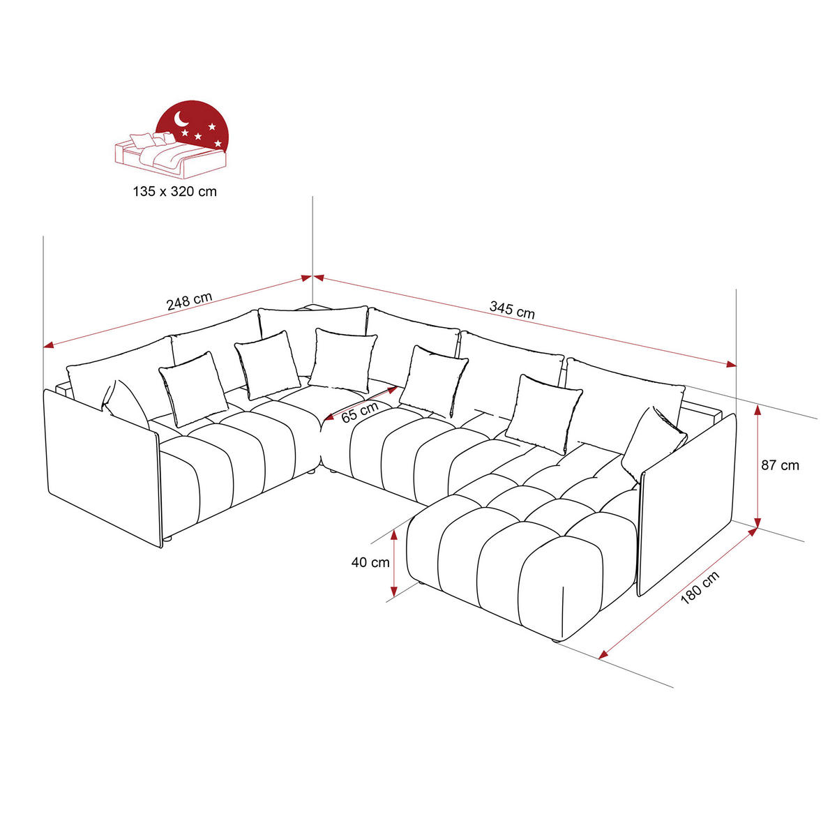 WOHNLANDSCHAFT LORISSE mit Schlaffunktion und Bettkasten Grau - Grau, Holzwerkstoff/Kunststoff (300/85/90cm) - Idohome