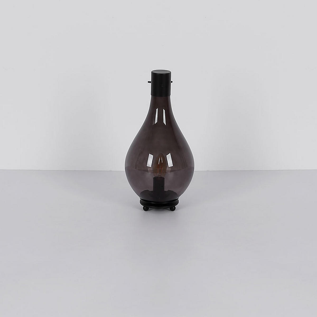 LED TISCHLEUCHTE Glas Rauch Schwarz - Grau, Glas (18/18/35cm) - Globo Lighting