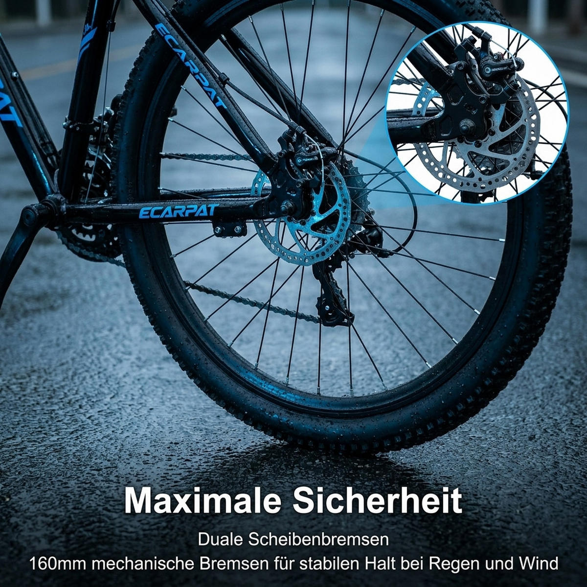 MOUNTAINBIKE 26 Zoll Schwarz + Blau, 21-Gang-Schaltung, Doppel-Scheibenbremsen, Carbonstahl - Blau, Metall (20cm) - Oxeza