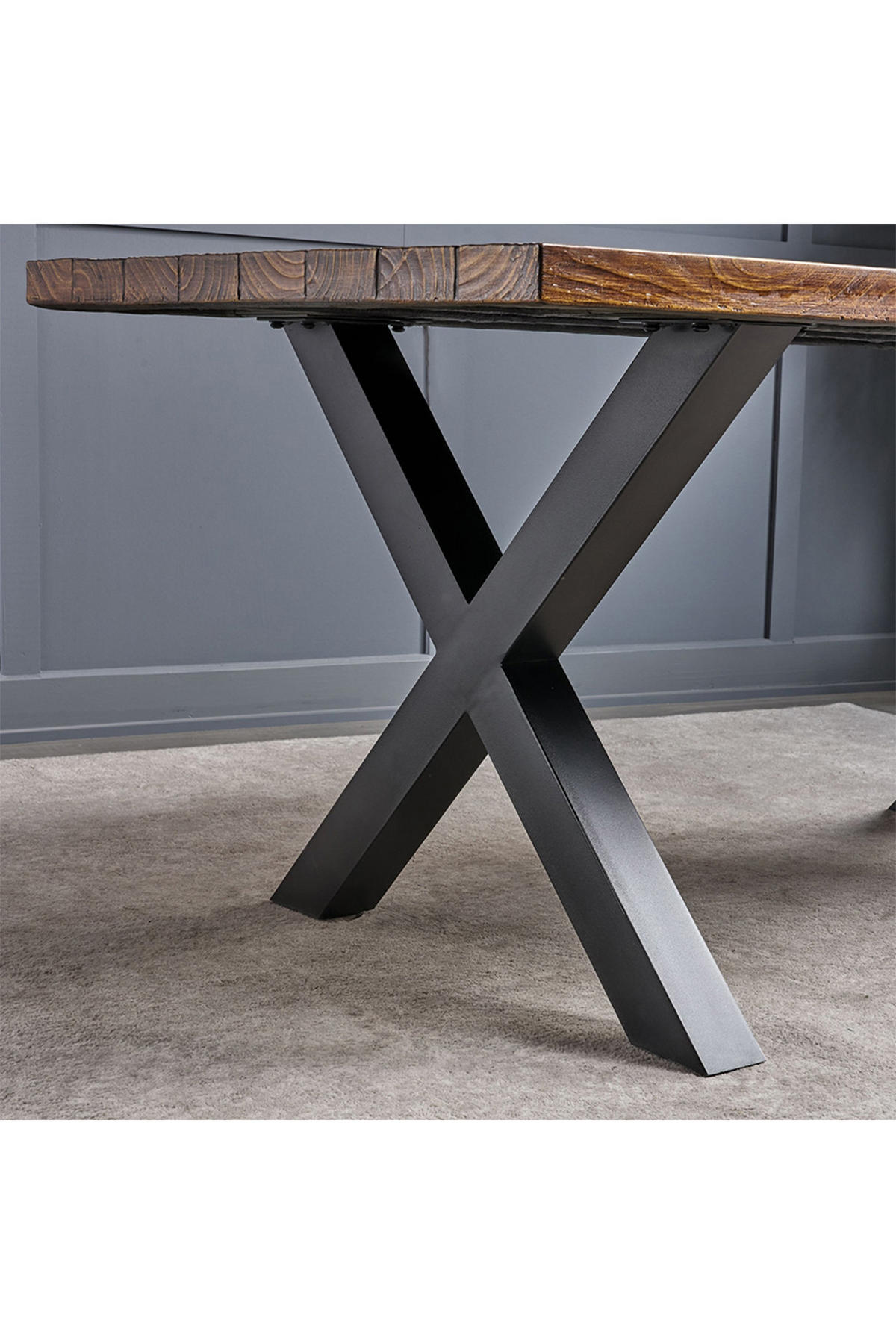 TISCHBEINE 2-tlg Set X-förmige aus Eisen in Schwarz 71-cm hohe 50 x 7 x 71 cm - Schwarz, Metall (50/71/7cm) - Livingandhome