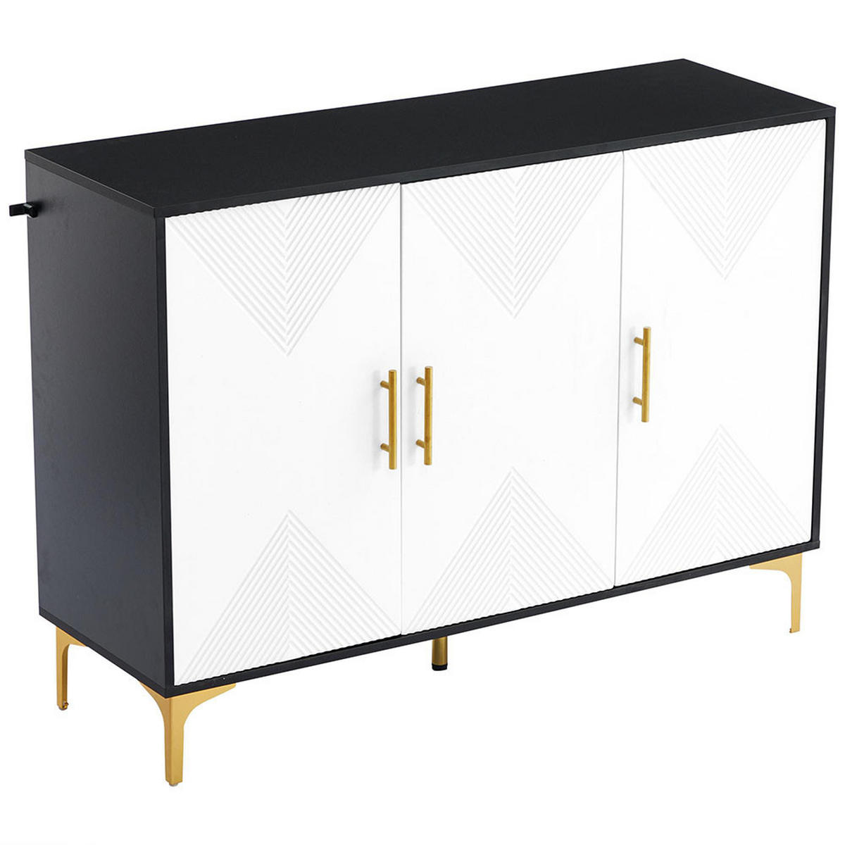 SIDEBOARD mit goldenen Griffen und goldenen Beinen - Weiß, Holz (40/88/20cm) - KOMHTOM
