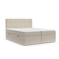 BOXBETT Tari Beige 180/200 cm mit Matratze und Topper - Beige/Schwarz, Holz/Holzwerkstoff (180/200cm) - Maison de Reve