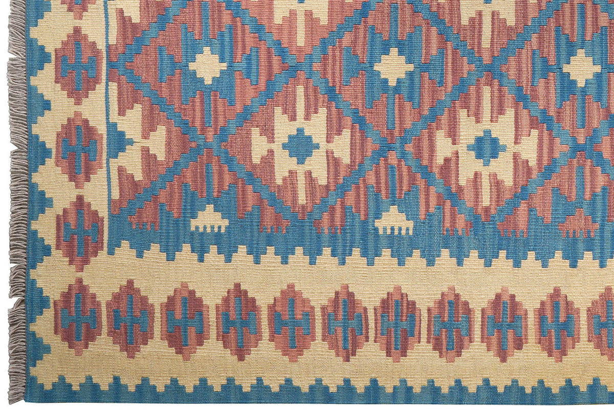 HANDWEBTEPPICH Gashgai Kelim Blau, Pink 235/172 cm Schurwolle - Blau, Textil (172/235cm) - Looma