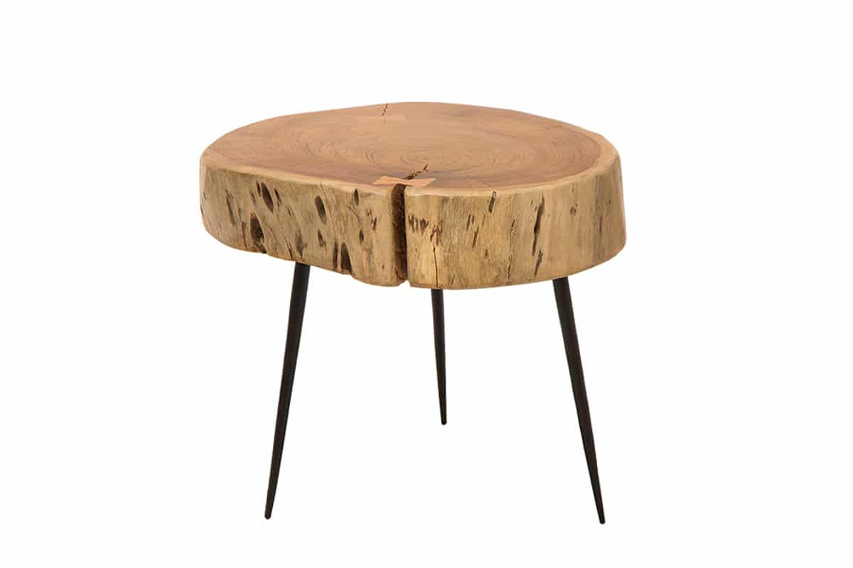 COUCHTISCH GOA Akazie rund Natur|Braun 60cm - Schwarz/Braun, Holz (60/60/50cm) - riess-ambiente