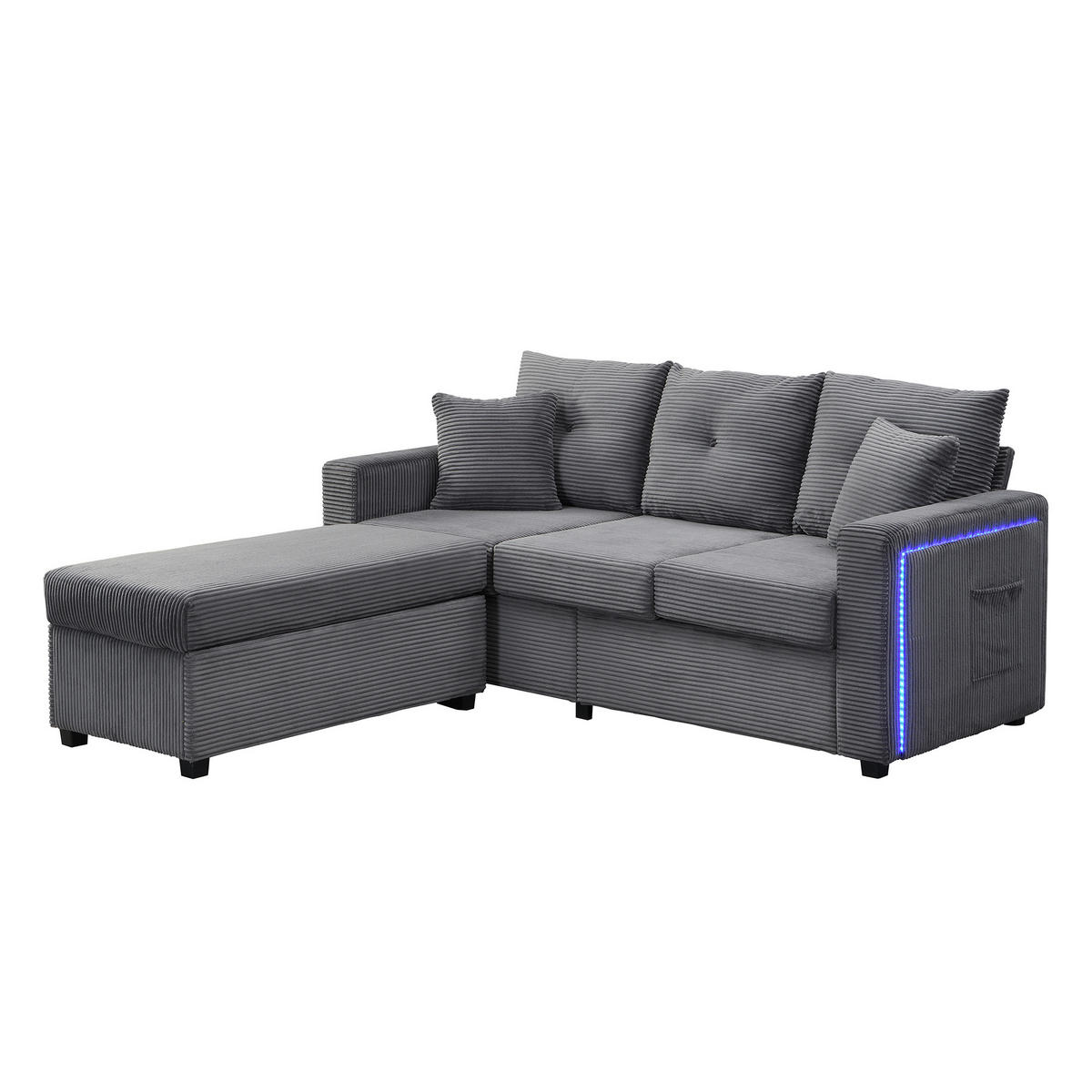 ECKSOFA 184/84,5/85,5 cm Antikgrau - Grau, Textil (84.5/184cm)