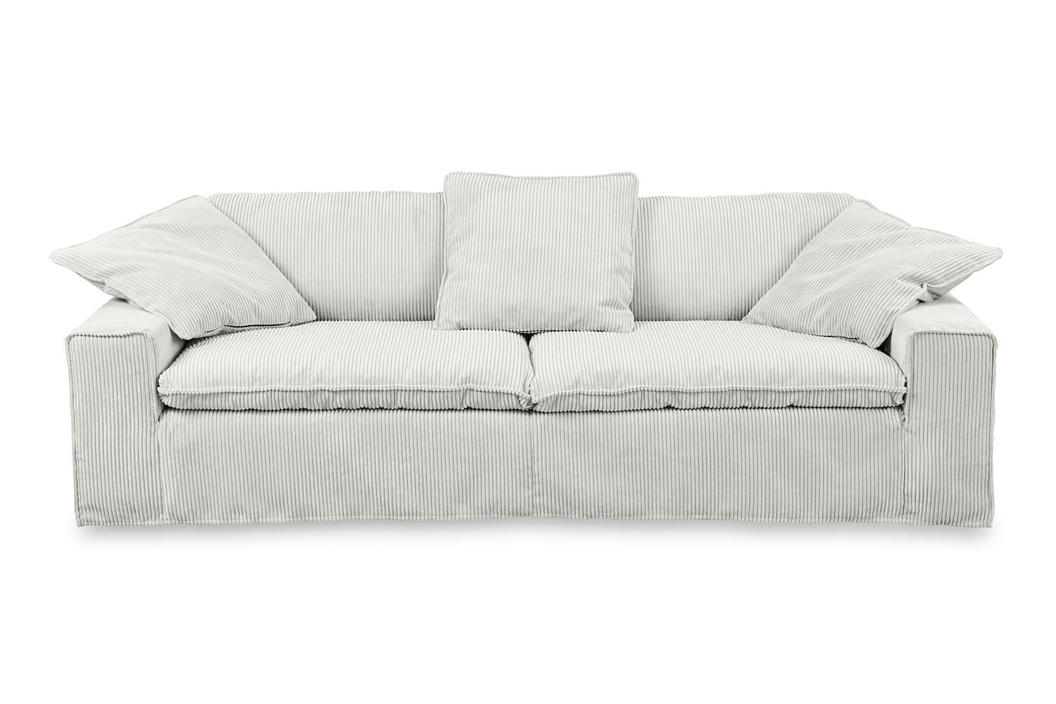 SOFA XL NETTA Hellgrau Cord - Hellgrau/Braun, Birkenholz/Textil (258/90/116cm) - KAWOLA