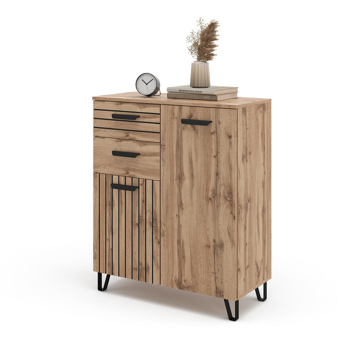 KREDENC Amber Hnědá - černá/dub Wotan, kompozitní dřevo (38/100/80.1cm) - Vicco