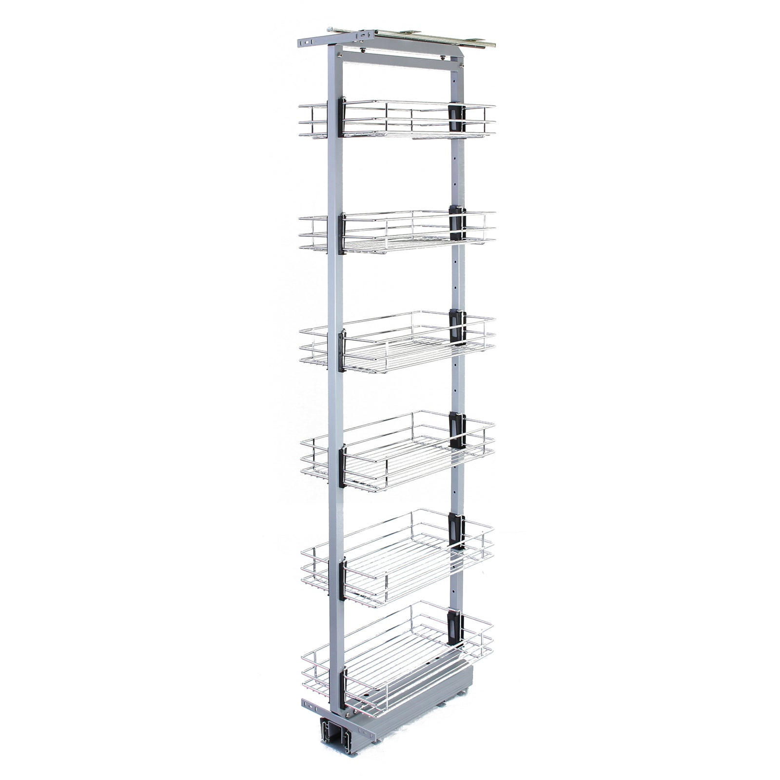 VORRATSSCHRANK ausziehbar – 190-220cm Höhe - Silberfarben, Metall (25.2/195/46cm) - Kukoo
