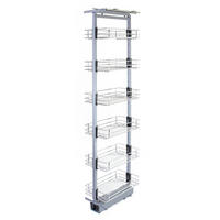 VORRATSSCHRANK ausziehbar – 190-220cm Höhe - Silberfarben, Metall (25.2/195/46cm) - Kukoo